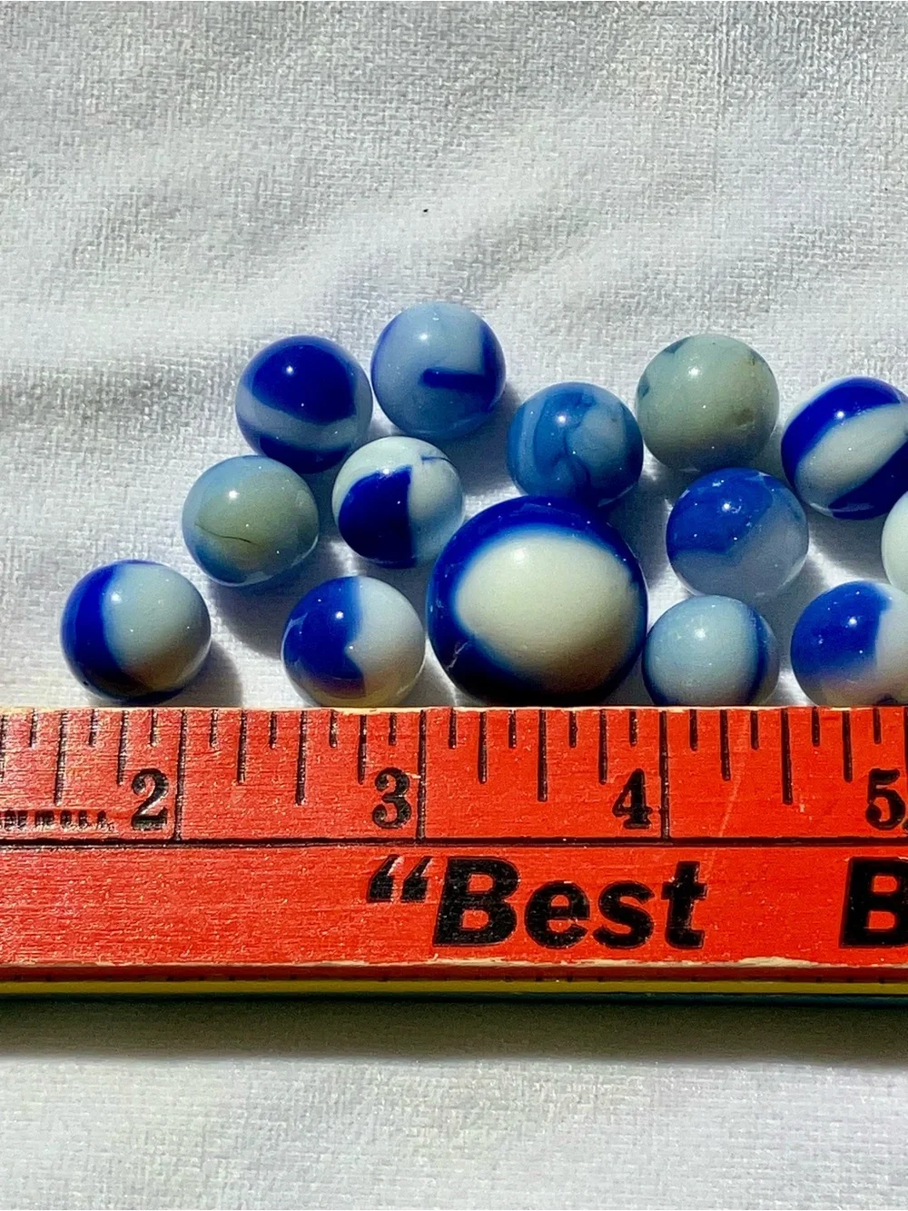 Vintage 30 pc collection Blue and White glass marbles